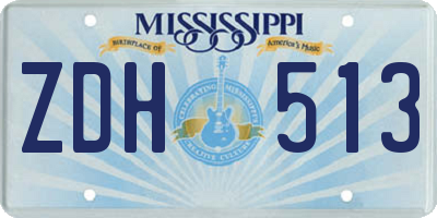 MS license plate ZDH513