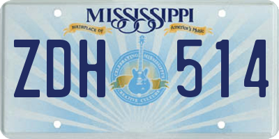 MS license plate ZDH514