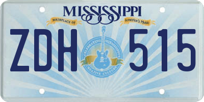 MS license plate ZDH515