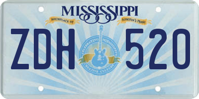 MS license plate ZDH520