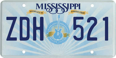 MS license plate ZDH521