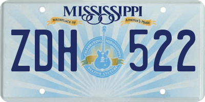 MS license plate ZDH522