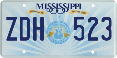 MS license plate ZDH523