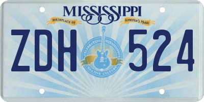 MS license plate ZDH524