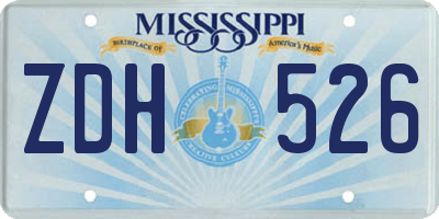 MS license plate ZDH526