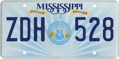 MS license plate ZDH528