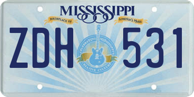 MS license plate ZDH531