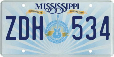 MS license plate ZDH534