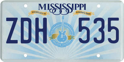 MS license plate ZDH535