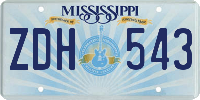 MS license plate ZDH543