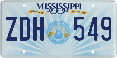 MS license plate ZDH549
