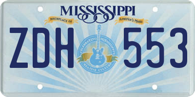 MS license plate ZDH553