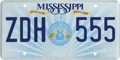 MS license plate ZDH555