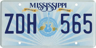 MS license plate ZDH565