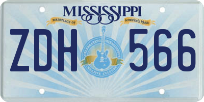 MS license plate ZDH566