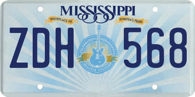 MS license plate ZDH568