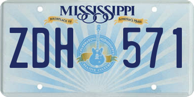 MS license plate ZDH571