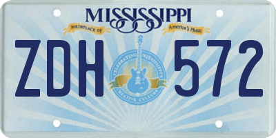 MS license plate ZDH572