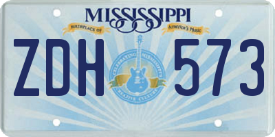 MS license plate ZDH573