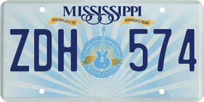 MS license plate ZDH574