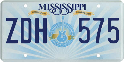 MS license plate ZDH575