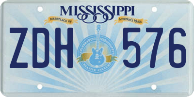 MS license plate ZDH576