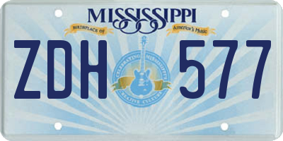 MS license plate ZDH577