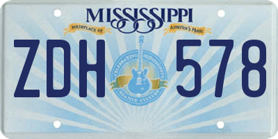 MS license plate ZDH578