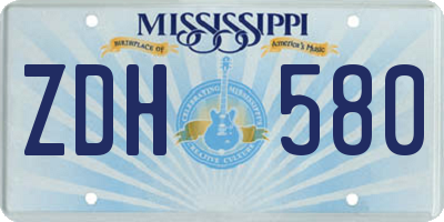 MS license plate ZDH580