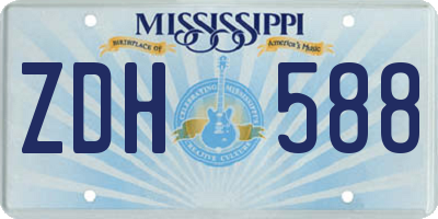 MS license plate ZDH588