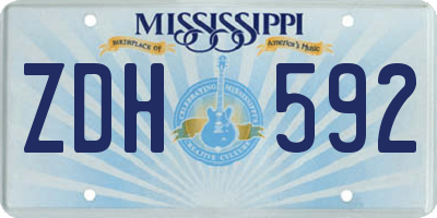 MS license plate ZDH592