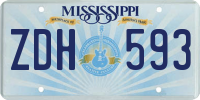 MS license plate ZDH593