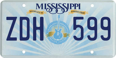 MS license plate ZDH599