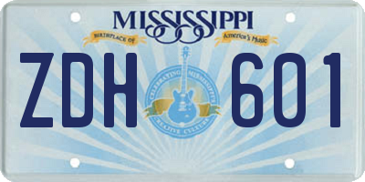 MS license plate ZDH601