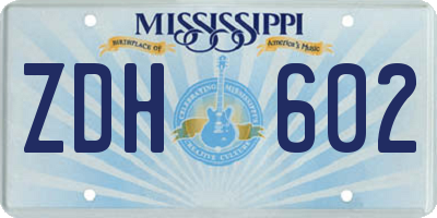 MS license plate ZDH602