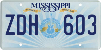 MS license plate ZDH603