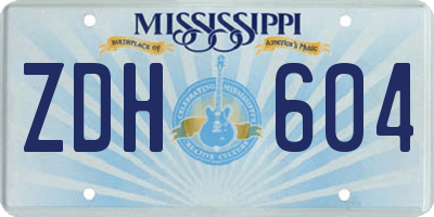 MS license plate ZDH604