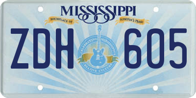 MS license plate ZDH605