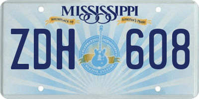 MS license plate ZDH608
