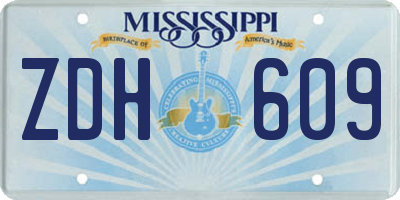 MS license plate ZDH609