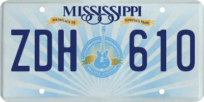 MS license plate ZDH610