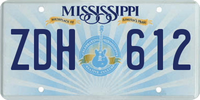 MS license plate ZDH612
