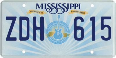 MS license plate ZDH615