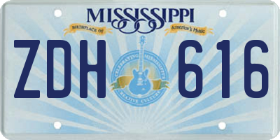 MS license plate ZDH616