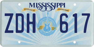 MS license plate ZDH617