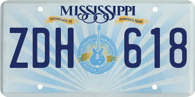 MS license plate ZDH618