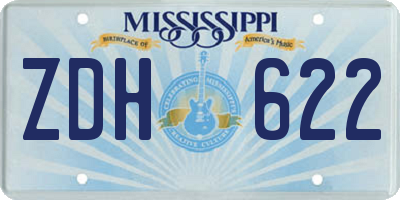 MS license plate ZDH622