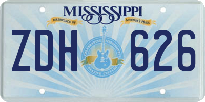 MS license plate ZDH626