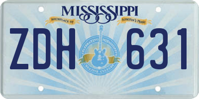 MS license plate ZDH631