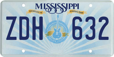 MS license plate ZDH632